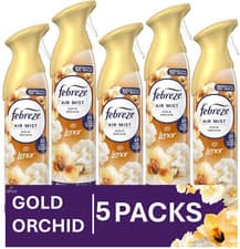 Image of 5 x Febreze Air Mist Air Freshener  Home Scent Spray 185ml Gold Orchid Fregrance