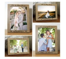 Image of Personalised Laser Engraved Photo Frame: Mr & Mrs / Engaged - Perfect Gift!