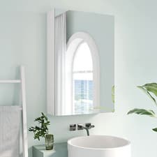 Image of Single Door Bathroom Mirror Cabinet Wall Mounted with Adjustable Storage Shelf