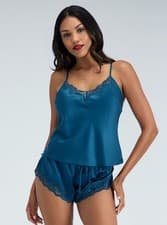 Image of Boux Avenue Cami Set Amelia Women's Matte Satin Ladies Top and Shorts Nightwear