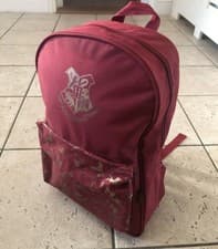 Image of Brand New Harry Potter Backpack Burgundy & Gold Features Hogwarts School Crest