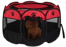 Image of Portable Pet Playpen Dog Cat 91 x 91 x 58cm RED LARGE