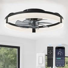 Image of 50cm Ceiling Fan Light LED Dimmable Remote APP 6 Speed Black Quiet