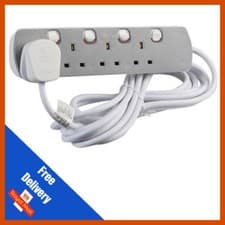 Image of GREY SWITCHED 4 GANG EXTENSION LEAD CABLE 1M/2M/3M/5M/10M 13A PLUG