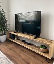 Image of Handmade Rustic Tv Unit / Stand Made Of Reclaimed Scaffold Boards / Wooden Stand