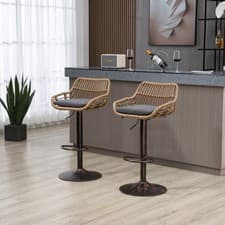 Image of 2 PCS Modern Swivel Bar Stools Height Adjustable wicker furniture Bar Chairs