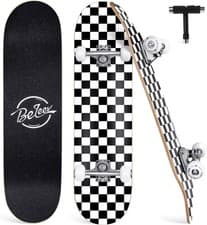 Image of 31x8 Maple Complete Skateboard Double Kick Trick Cruiser Board White