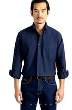 Image of NWOT PROPER CLOTH Clark Button-Down Faded Navy Oxford Cloth L/S Shirt 16/31