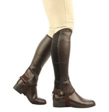 Image of Saxon Equileather Brown Half Chaps - Small Tall .