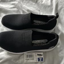 Image of SKETCHER ULTRA FLEX LADIES black WHITE SLIP ON COMFORT SHOES SIZE UK 4 New