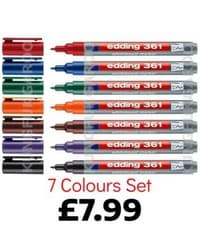Image of Edding 361 Whiteboard Markers Pens Fine Tip - ALL COLOURS - Single Pen or Set