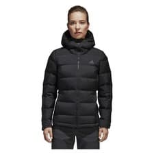 Image of adidas Womens Coat Slim Fit Helionic Down Walking Sports Jacket Black S SALE