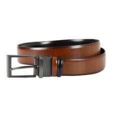 Image of Glossy Reversible Mens Real Leather Belt 3.5cm Square Dress Nickel Free Buckle