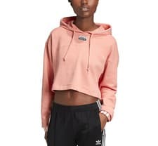 Image of adidas Originals Women's R.Y.V. Cropped Pink Hoodie Sweatshirt XS S M L XL