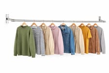 Image of 25mm Wall Mounted Clothes Rail Chrome Garment Hanging Bar Retail/Home Display