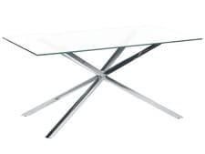 Image of Glass Top Dining Table 160 x 90 cm Silver CORA