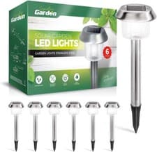 Image of Stainless 6 Pack Large Garden Premium Solar Garden Lights Ultra Bright