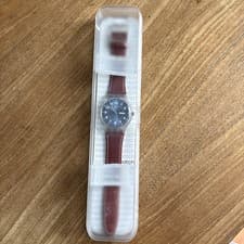 Image of Swatch Swiss Watch Water Resistant Leather Strap New Original Box 2018 SUOK 709