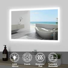 Image of Large Bathroom Wall Mirror with LED Lights,Demister | Touch Sensor | Rectangular
