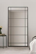 Image of MirrorOutlet Large Black Metal Framed Wall Leaner Mirror - 71" X 35" 180x90cm