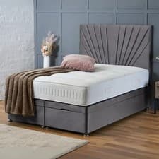 Image of Sunrise Upholstered Divan Ottoman Storage Liftup Storage Bed Plush Velvet Fabric