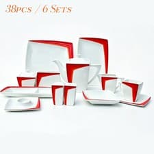 Image of 38pc / 6 sets Porcelain Dinner sets plates Bowls Ceramic Dinning Set Tableware