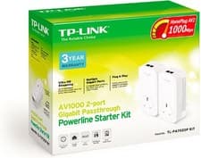 Image of TP-Link TL-PA7020P AV1000 Powerline Adapter 2-Port Gigabit Passthrough ethernet