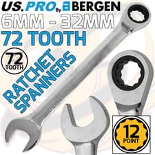 Image of US PRO Ratchet Spanners Combination Ratchet Wrench Spanner 72T Fixed 6mm - 32mm