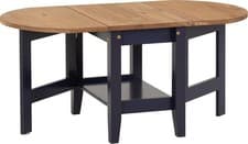 Image of Seconique Santos Drop Leaf Coffee Table in Navy Blue/Distressed Waxed Pine