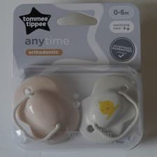 Image of Tommee Tippee Anytime Orthodontic Soothers 0-6 Months peach & white #D