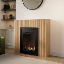 Image of Freestanding Electric Fire with Oak Surround - AmberGlo AGL088