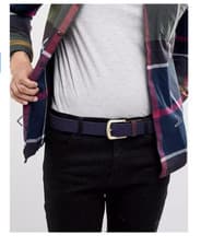 Image of sz M ~BARBOUR STRETCH WEBBING LEATHER BELT in Navy British Luxury Chic&VERSATIL