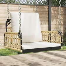 Image of Swing Chair with Cushions 63x58x39 cm Poly Rattan and Steel