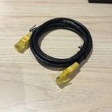 Image of Cat5e Ethernet RJ45 Network Patch Cable - Black Wire with Yellow Connectors