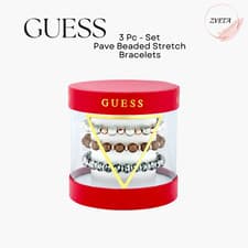 Image of GUESS, 3 - Pc Set Pave Beaded Stretch Bracelets