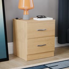 Image of Riano Chest Of Drawers Pine 2 Drawer Metal Handles Runners Bedroom Furniture
