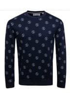Image of Original Penguin Print Crew Neck Sweatshirt Dark Sapphire Medium Mens BNWT