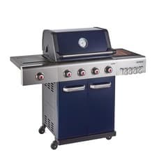 Image of Outback Jupiter - 4 Burner Gas Hybrid BBQ Grill with Side Burner - Blue 370766
