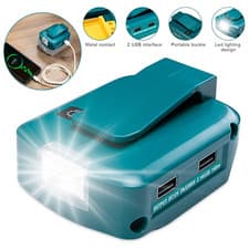 Image of 2 USB Power Source Battery Adapter For Makita 14.4V-18V Li-ion Battery with LED