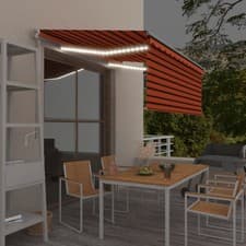 Image of Manual Retractable Awning Outdoor Awning with Blind and LED Awning
