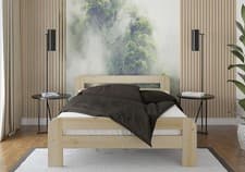 Image of Solid Wood Bed Frame, F2 Nordic Sky | Small Double Bed with Wooden Slats, 4 Ft
