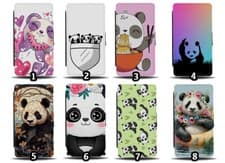 Image of Panda Flip Wallet Case Giant Pandas Black and White Face Animal Kawaii Cartoon