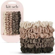 Image of Kitsch Ultra-Petite Satin Scrunchies – 6 Pc Eucalyptus, No-Crease, Frizz-Free