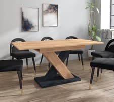 Image of Modern Dining Table Extendable 120-160cm Oak & Concrete Effect Enzo 01