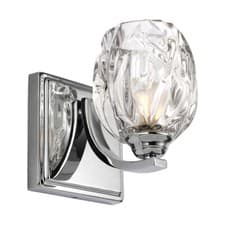 Image of IP44 Wall Light Multi Faceted Crystal Glass Shade Polished Chrome LED G9 3.5W