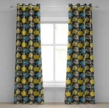 Image of Floral 2-Panels Eyelet Curtains Jasmine Peony Design