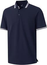 Image of Men's Pique Polo Shirts Long Sleeve Cotton Blend Tipped Casual Collared Polo Shi