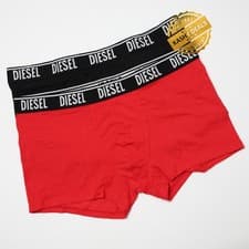 Image of Diesel Boxer Trunks Men's Stretch Cotton 2 Pack Red/Black - L