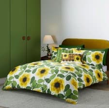Image of Orla Kiely Giant Water Lily Bedding  100% Cotton Duvet Cover Set In Lemon Twist