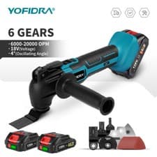 Image of Cordless Electric Oscillating Multi Tool Sander Scraper Saw 6 Speeds + 2 Battery